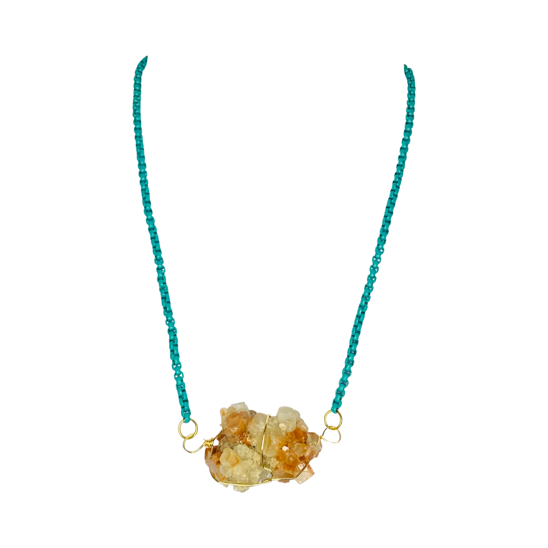 Aragonite Teal Chain  20“ Matinee Necklace