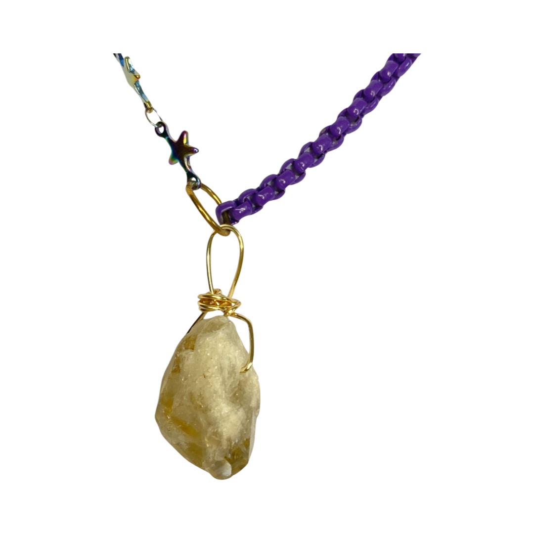 Citrine Purple Chain & Litmus Chain  20“  Matinee Necklace