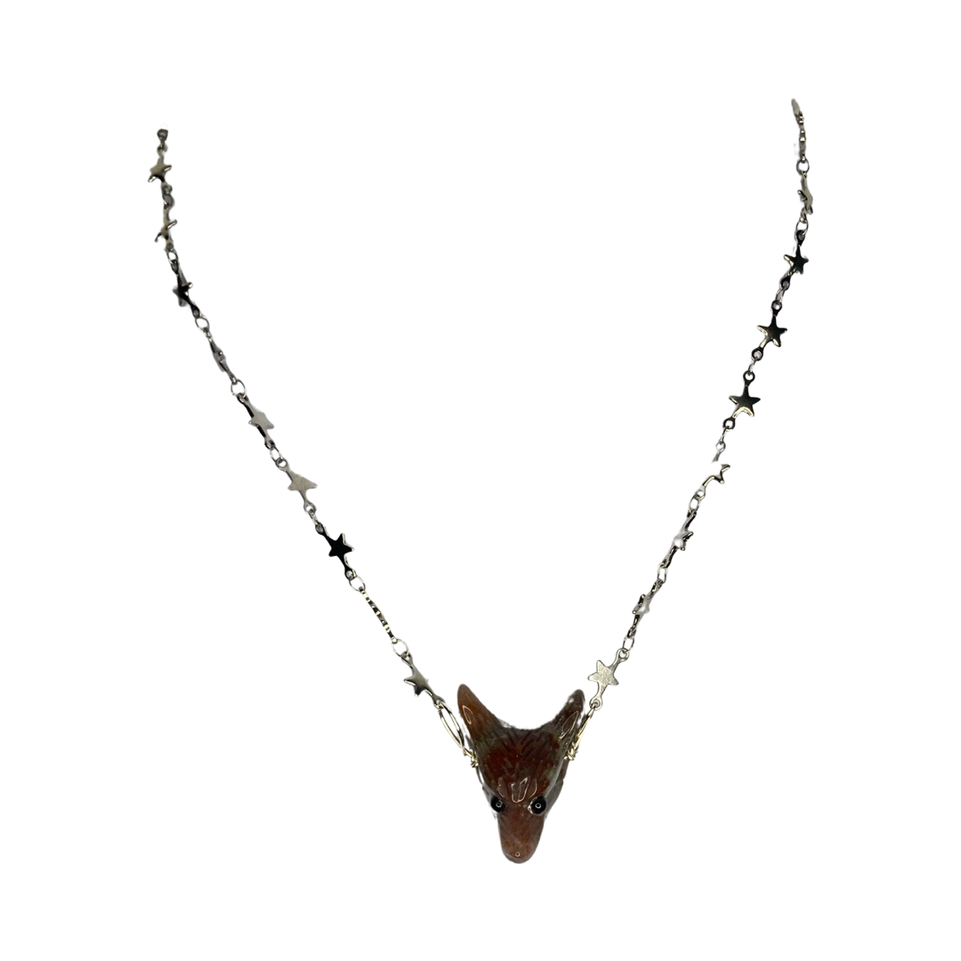 Agate Wolf 15” Choker Necklace