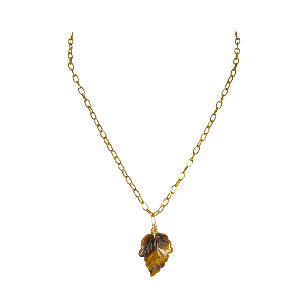 Tiger Eye Leaf  17“ Princess Necklace