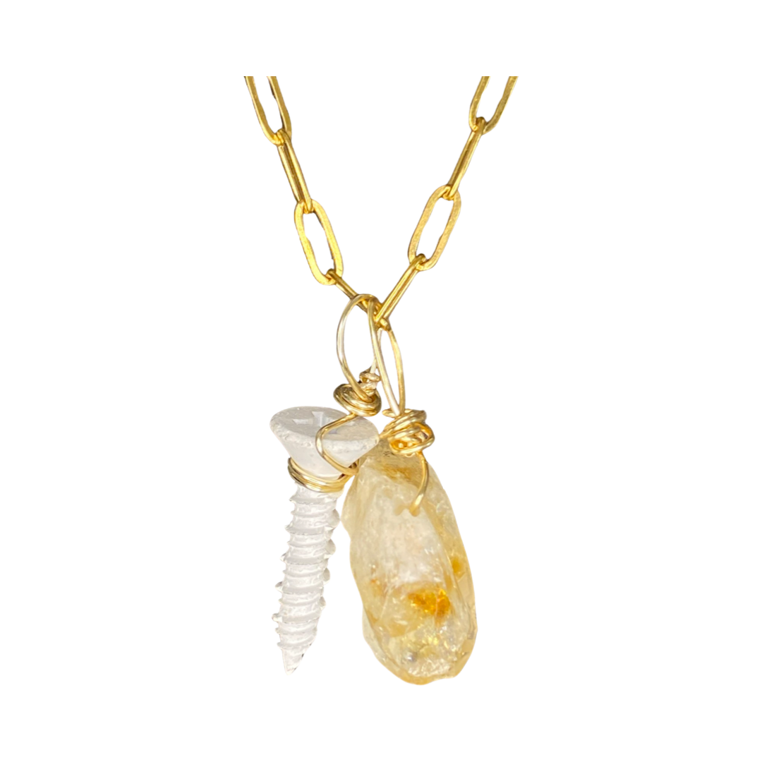 Citrine with a Screw 20” Matinee Necklace