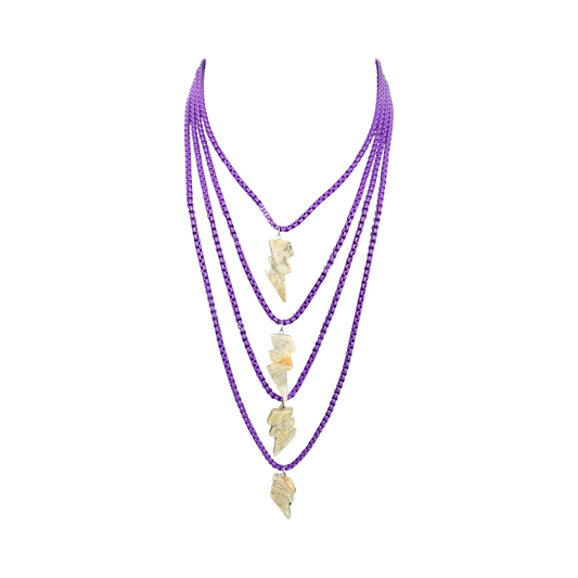 Agate Purple Layered Chains 16” Choker Necklace