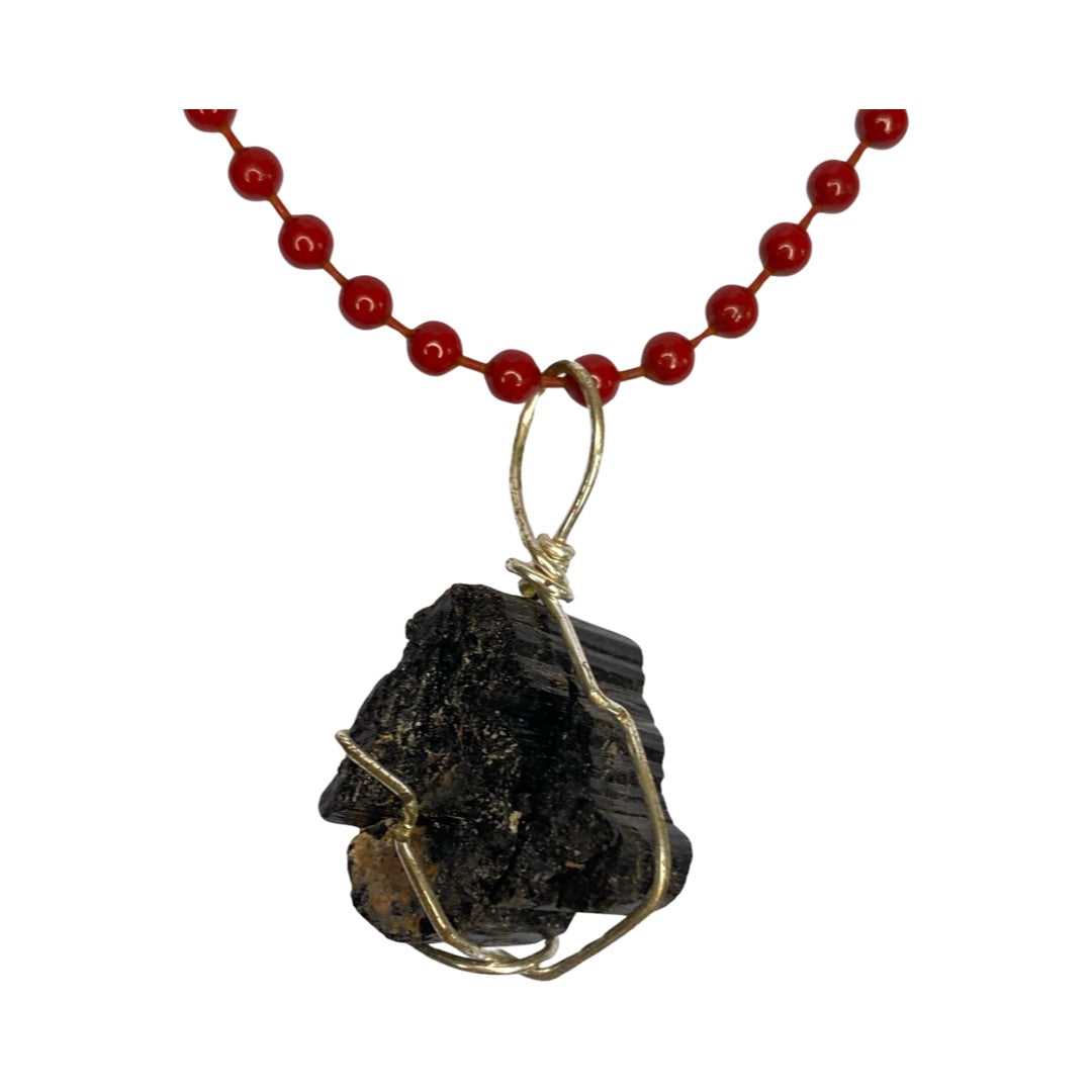 Black Tourmaline Red Chain 18“ Princess Necklace