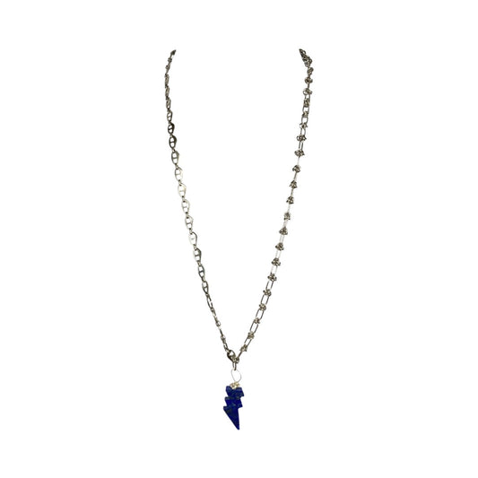 Lapiz Lazuli Lighting Bolt  30“ Opera Necklace