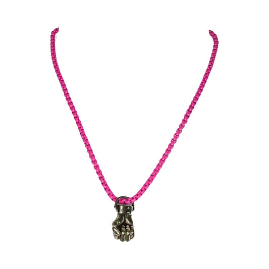 Fist Stainless Steel l Pendant Pink Chain 18” Princess Necklace