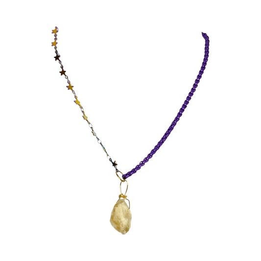 Citrine Purple Chain & Litmus Chain  20“  Matinee Necklace