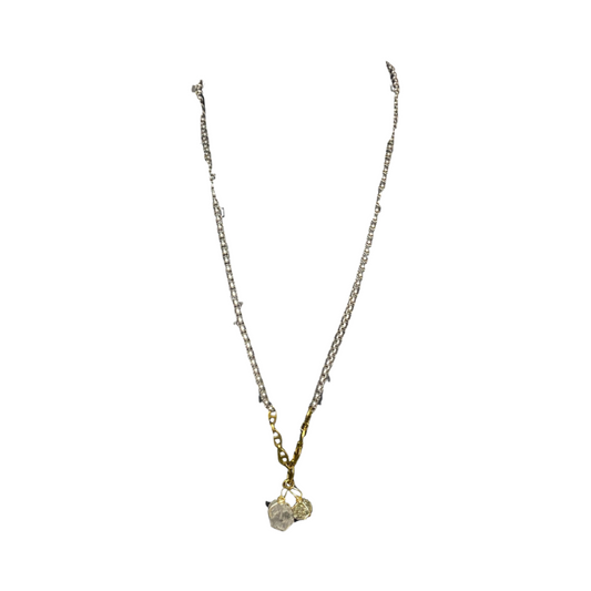 Clear Quartz & Pyrite  27“ Opera Necklace