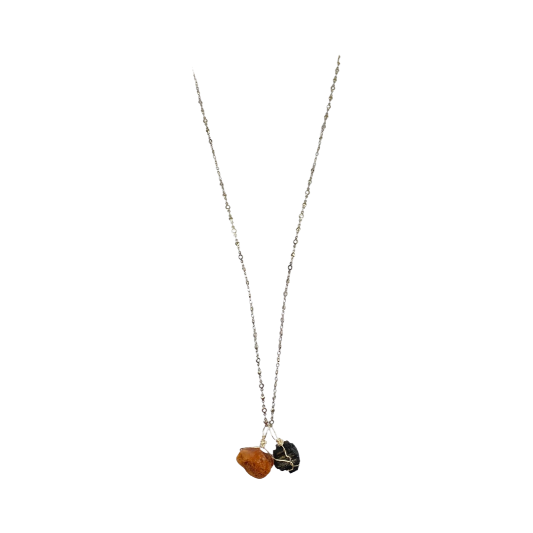 Carnelian & Black Tourmaline 30“ Opera Necklace