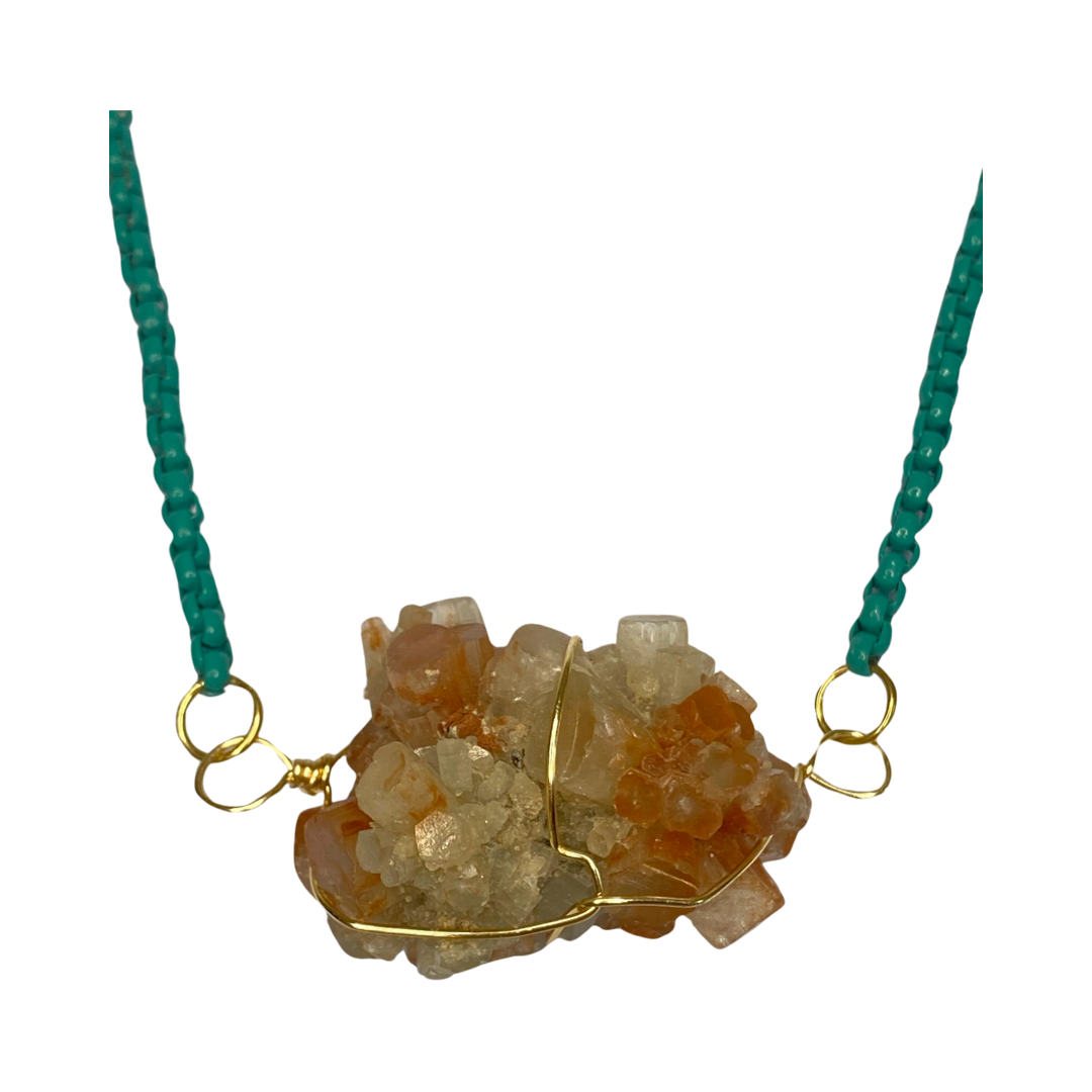 Aragonite Teal Chain  20“ Matinee Necklace