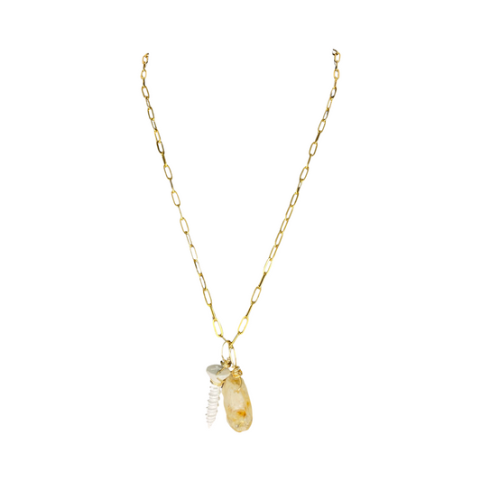 Citrine with a Screw 20” Matinee Necklace