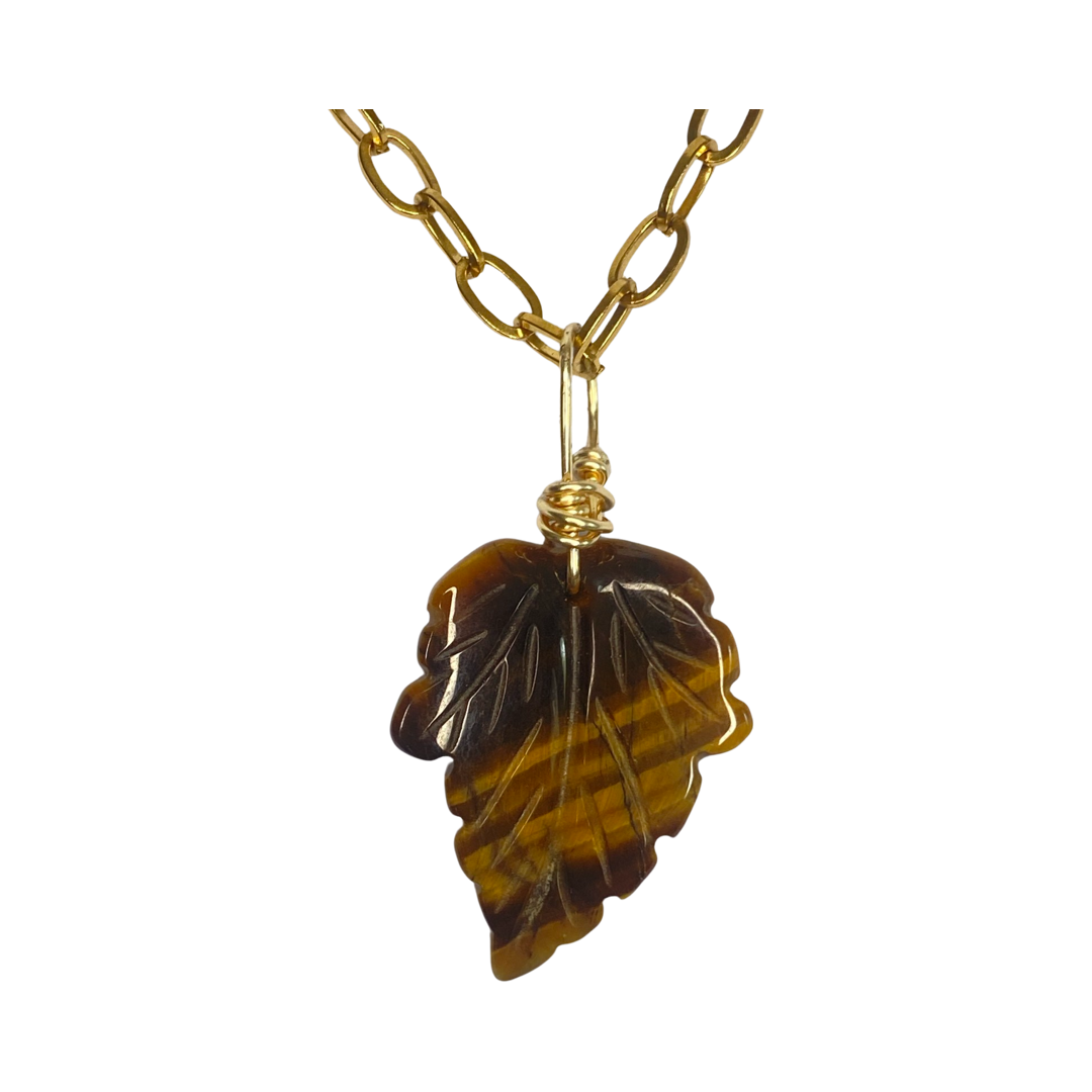 Tiger Eye Leaf  17“ Princess Necklace