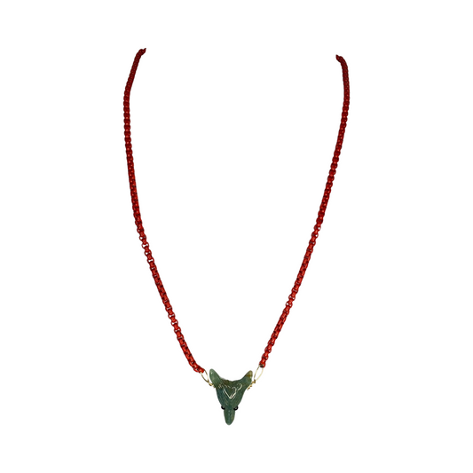 Agate Wolf Red Chain 22” Matinee Necklace