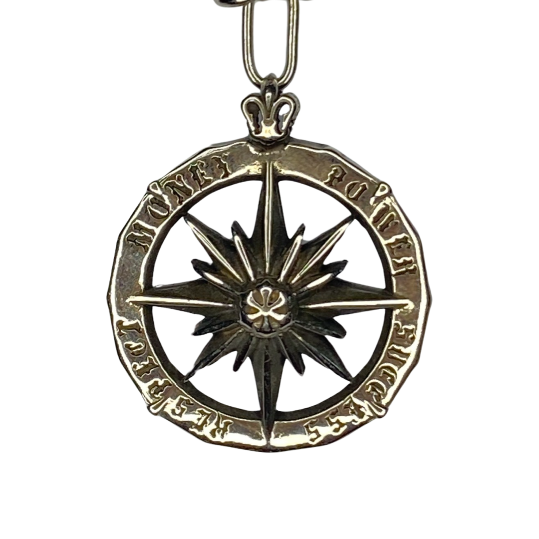 Stainless Steel Wind Flower & Compass 40” Lariat Necklace