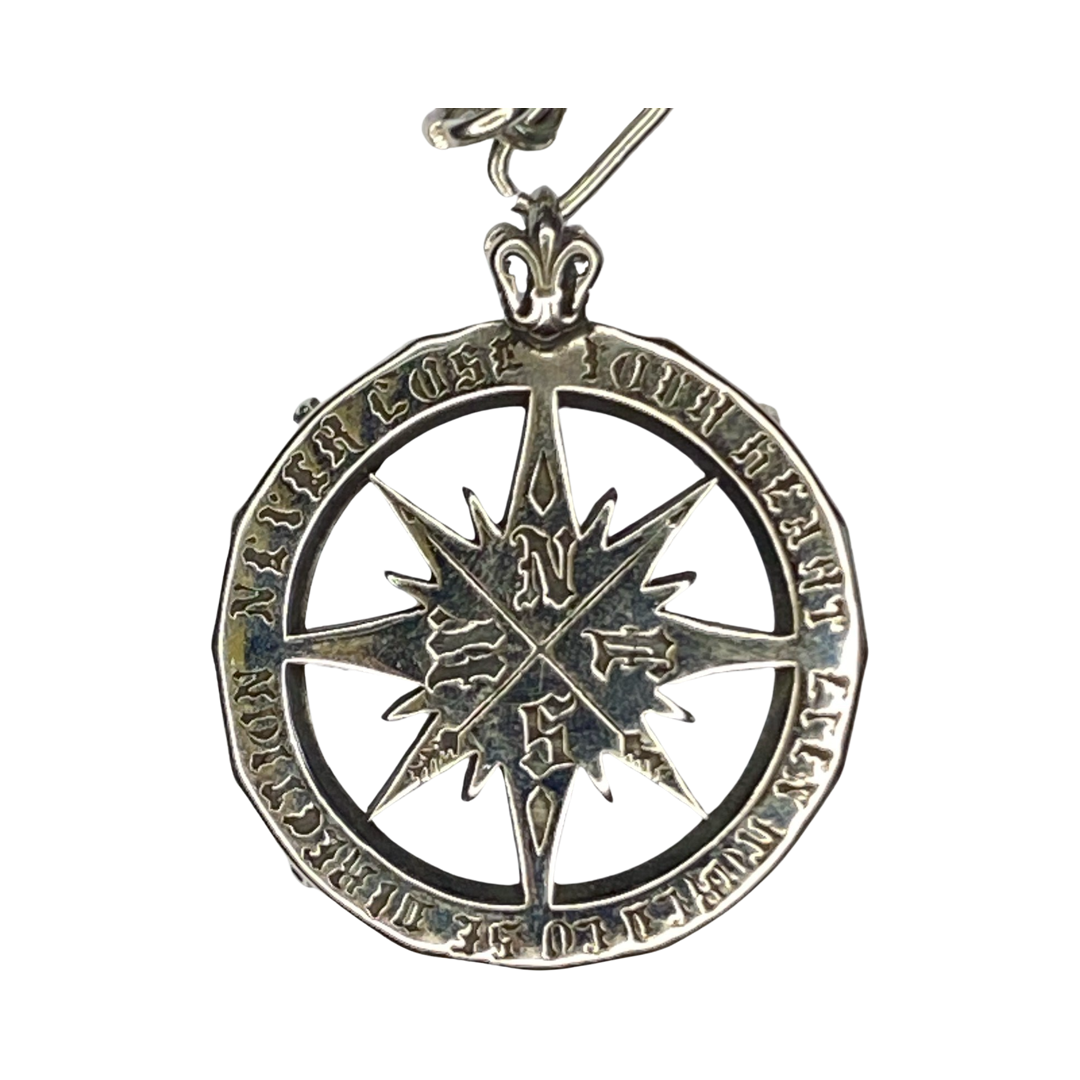 Stainless Steel Wind Flower & Compass 32” Opera Necklace